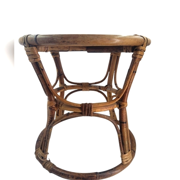 Vintage Round Rattan Stool